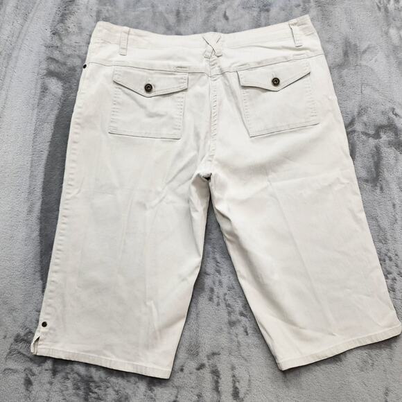 Christopher & Banks Jeans Women 14 White Stretch Crop Capri Side Slit Stretch - Picture 3 of 13